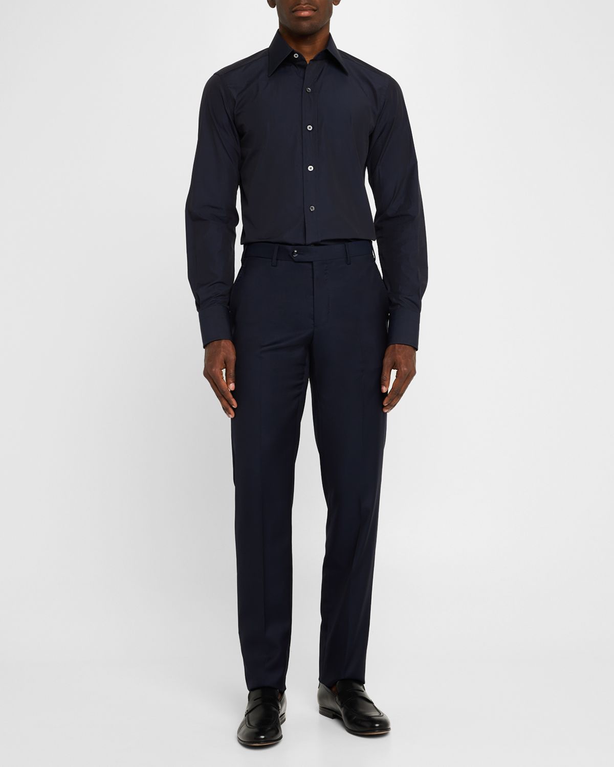 Giorgio Armani Men 's Flat-Front Twill Trousers