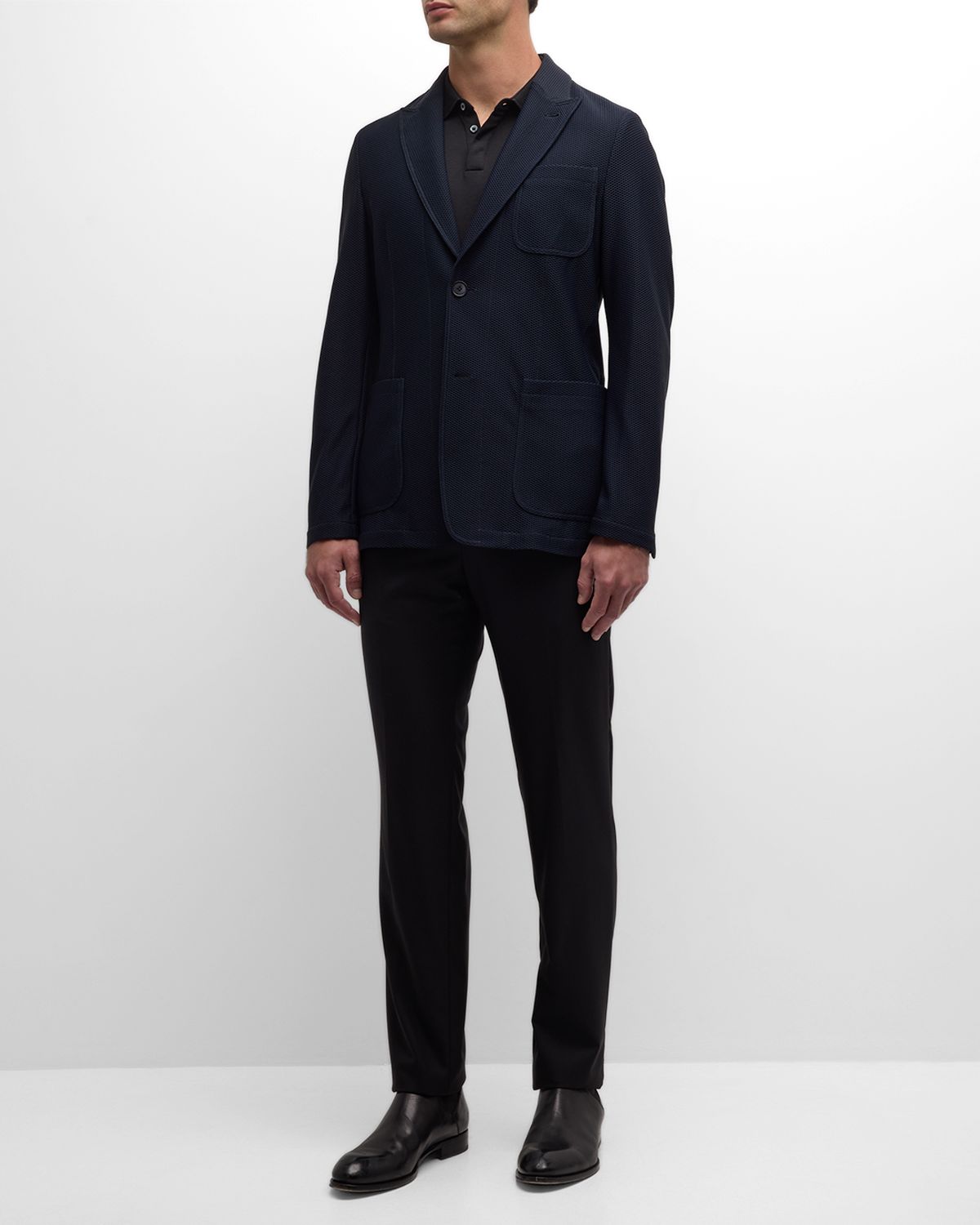 Giorgio Armani Men 's Single-Breasted Rice Stitch Sport Coat