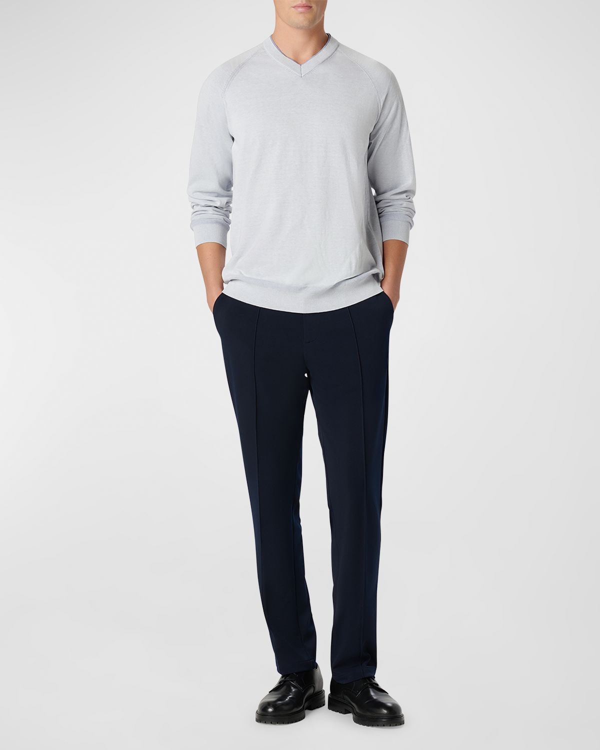 Bugatchi Men 's Cotton-Silk V-Neck Sweater