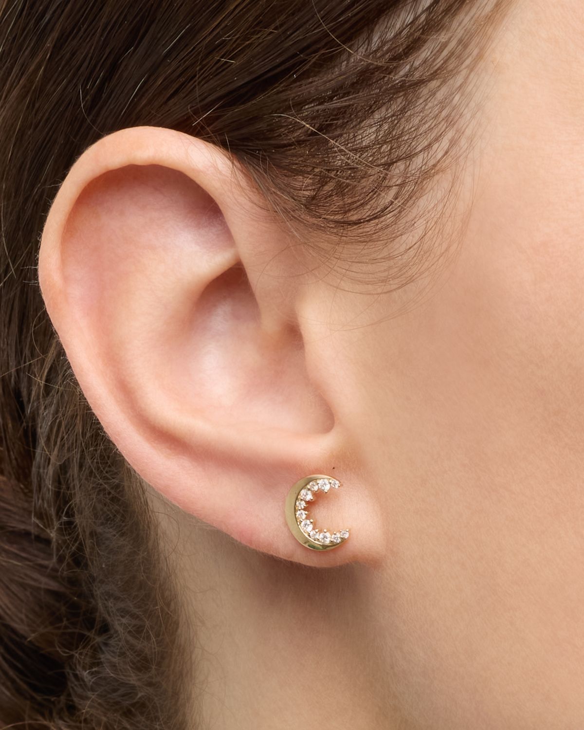 Sydney Evan 14k Gold Cocktail Crescent Moon Stud