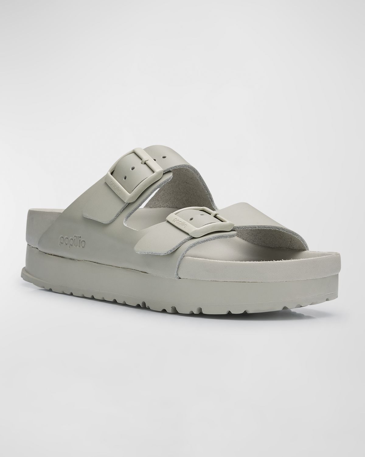 BIRKENSTOCK Arizona Exquisite Leather Dual-Buckle Platform Sandals