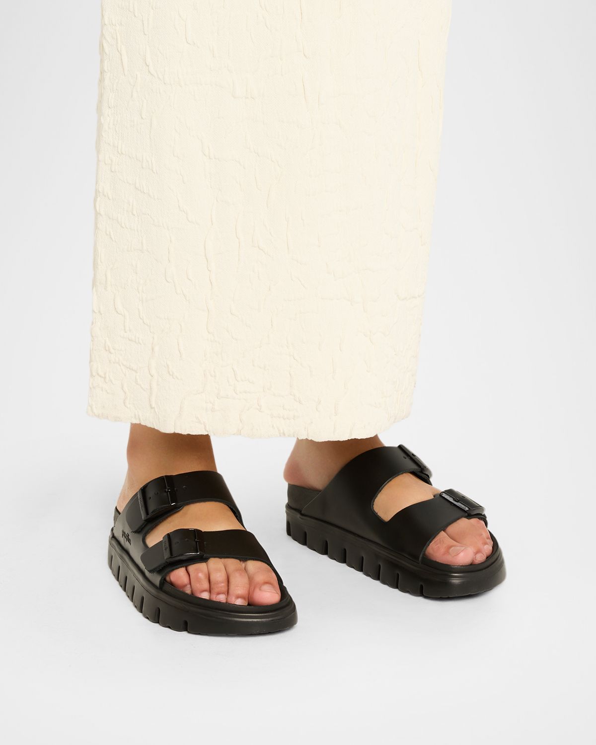 BIRKENSTOCK Arizona Exquisite Leather Dual-Buckle Platform Sandals