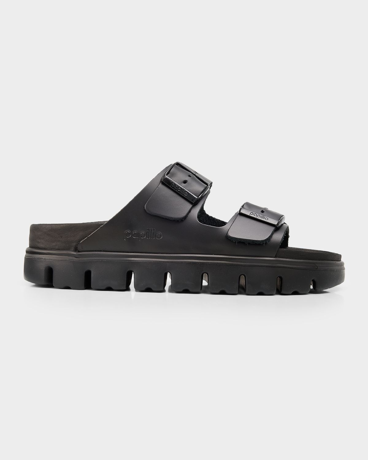 BIRKENSTOCK Arizona Exquisite Leather Dual-Buckle Platform Sandals