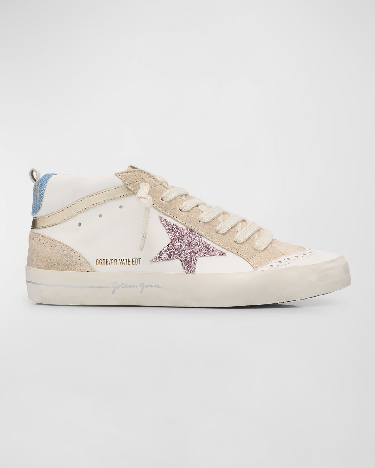 Golden Goose Midstar Glitter Wing-Tip Sneakers