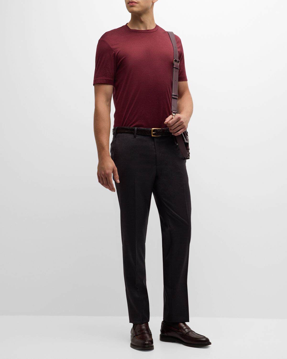 Giorgio Armani Men 's Flat-Front Wool Trousers