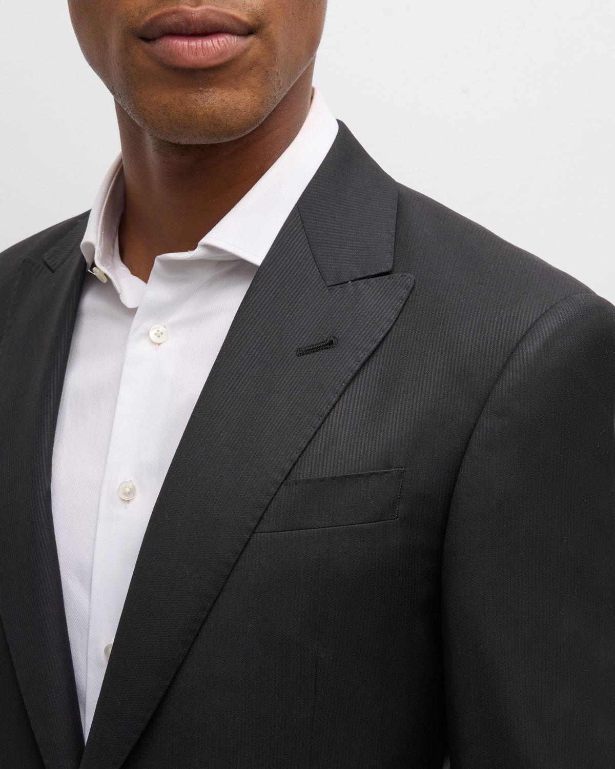 Giorgio Armani Men 's Super 150s Striped Peak-Lapel Classic Fit Suit