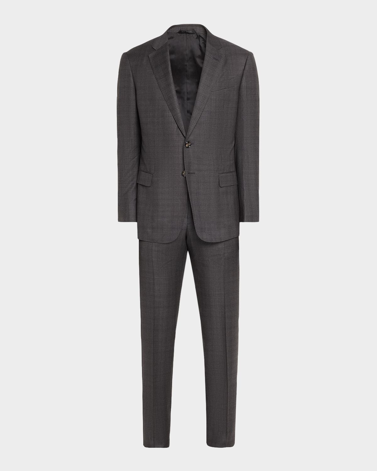 Giorgio Armani Men 's Brushed Wool Plaid Classic Fit Suit