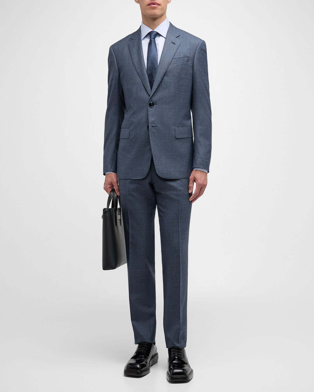 Giorgio Armani Men 's Micro-Squares Wool Classic Fit Suit