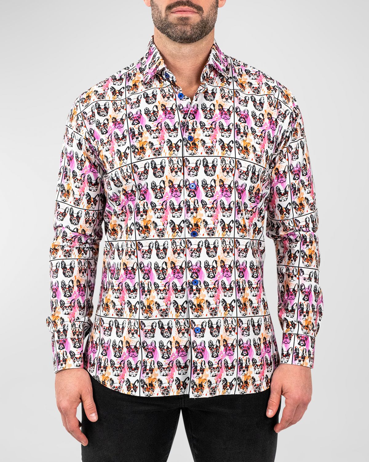 Maceoo Men 's Fibonacci Frenchie Nerd Dress Shirt
