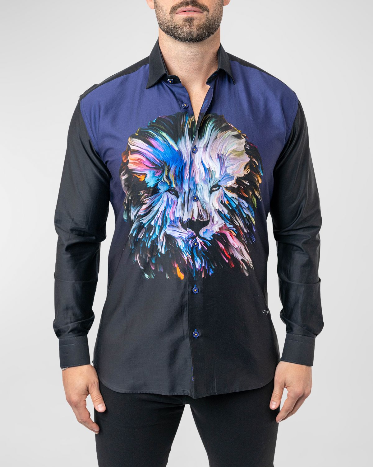 Maceoo Men 's Fibonacci Lion Paint Dress Shirt