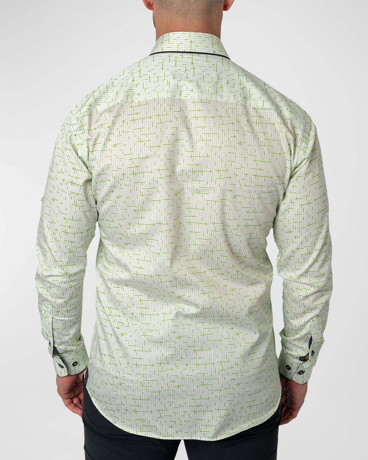 Maceoo Men 's Contrast-Reverse Patterned Dress Shirt