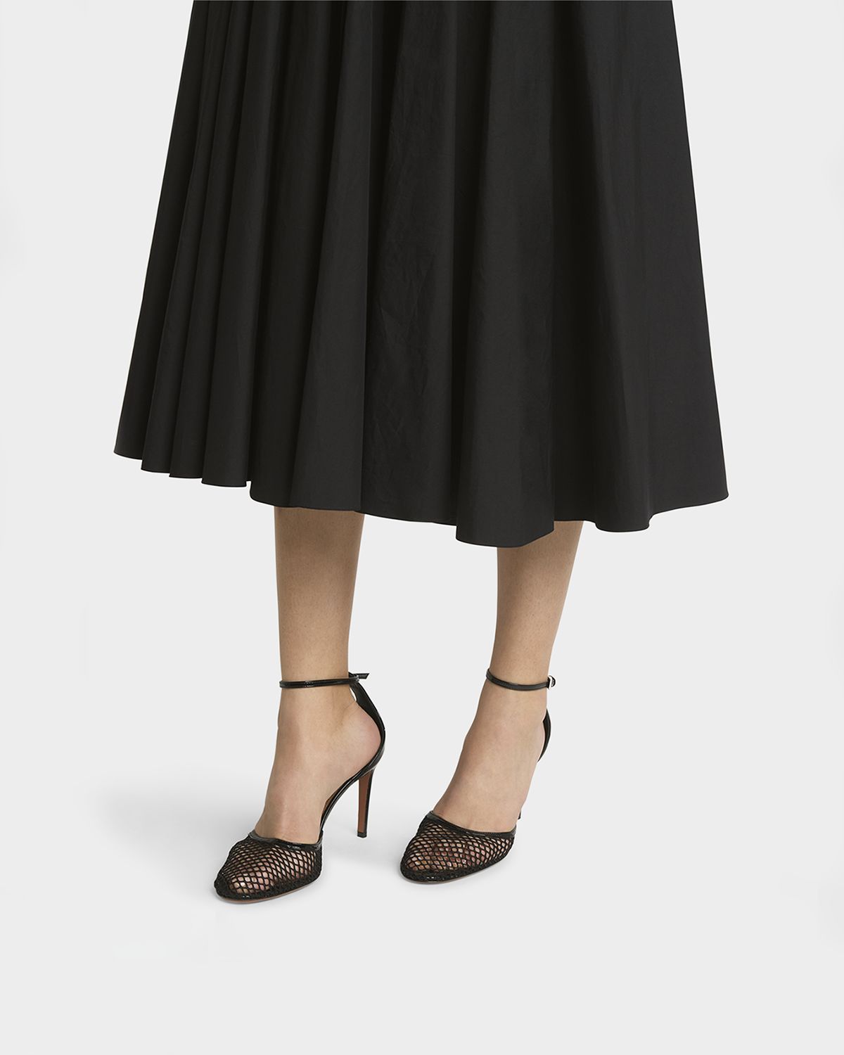 ALAIA Fishnet Patent Ankle-Strap Pumps