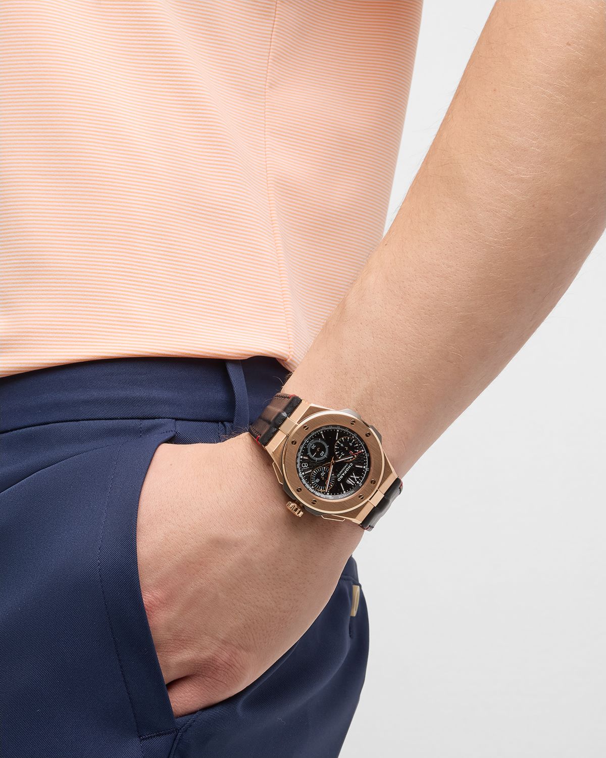 Chopard 44mm Alpine Eagle XL Chrono Watch with Leather Strap, Black