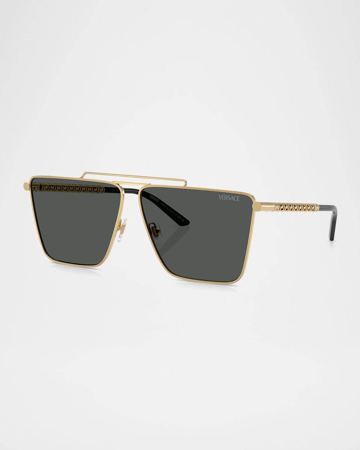 Versace Men 's Double-Bridge Metal Square Sunglasses