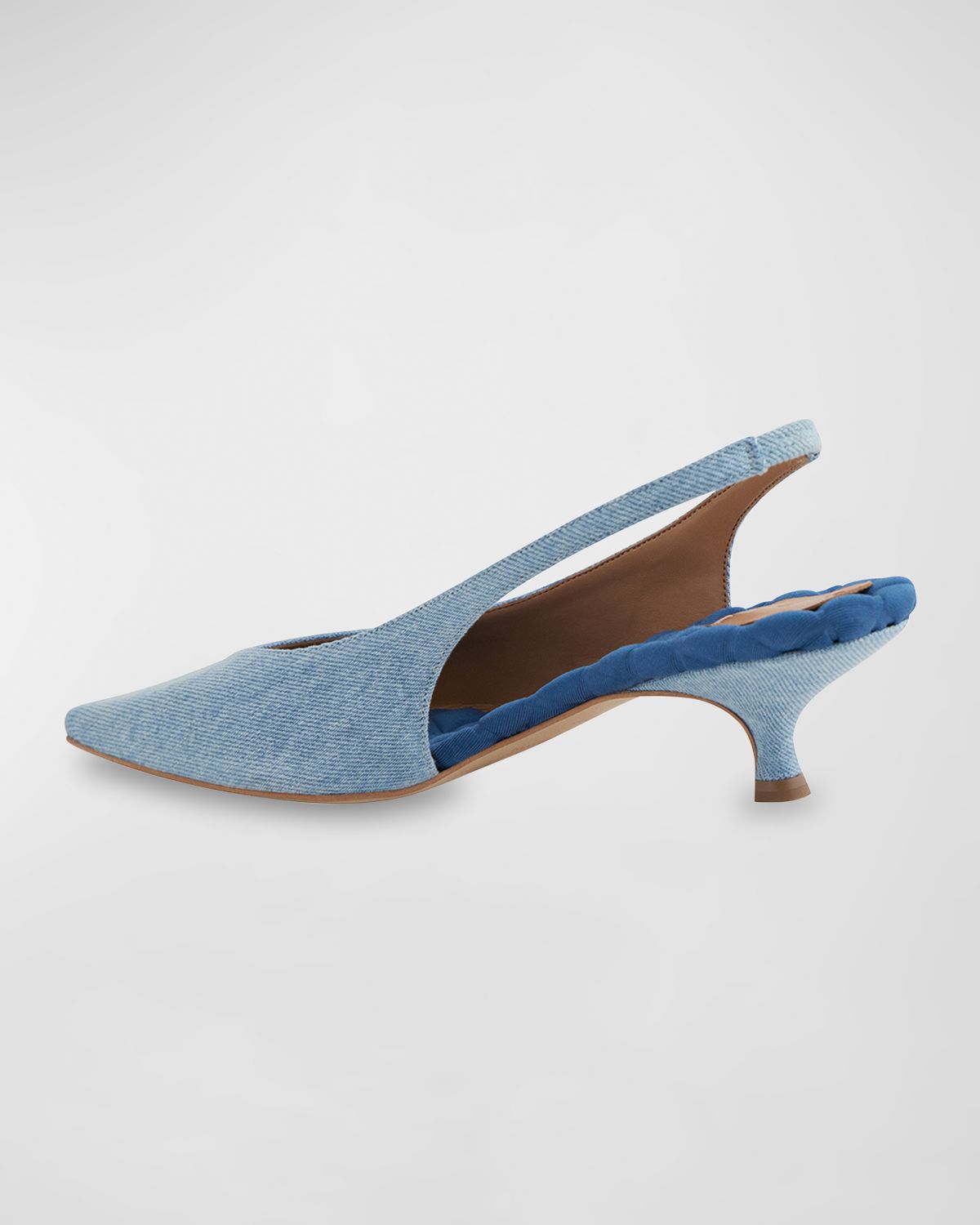 AERA Silvana Vegan Denim Kitten-Heel Slingback Pumps