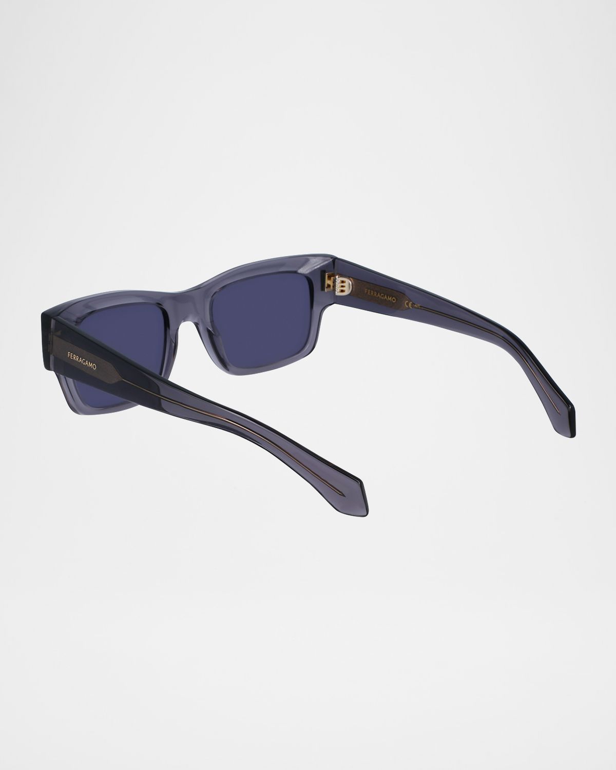 Ferragamo Men 's Rivets Acetate Rectangle Sunglasses, 53mm