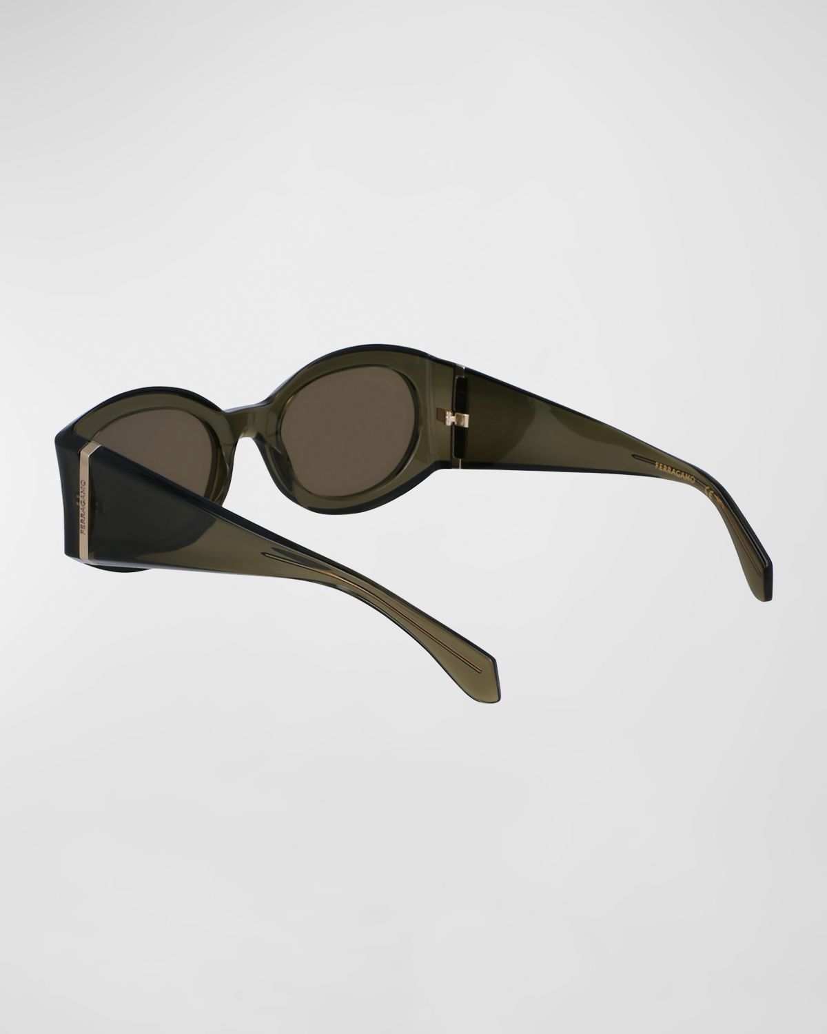 Ferragamo Sculptural Plastic Oval Sunglasses
