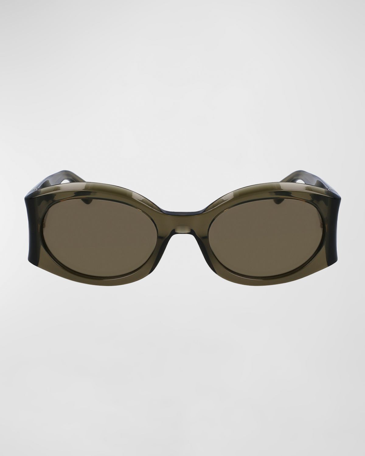 Ferragamo Sculptural Plastic Oval Sunglasses