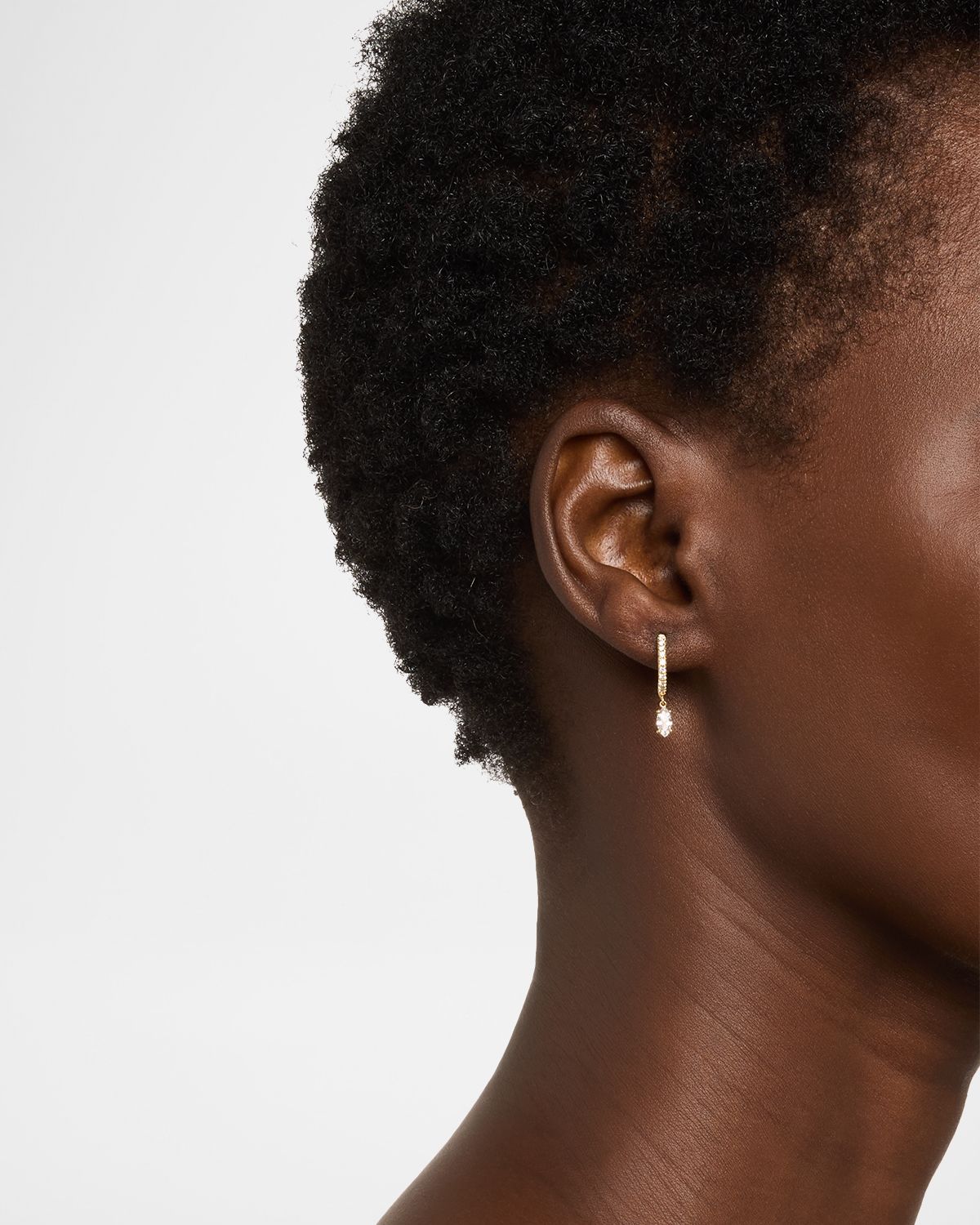 Anita Ko 18K Yellow Gold Single Diamond Huggie Earrings with Marquise Diamond Drop