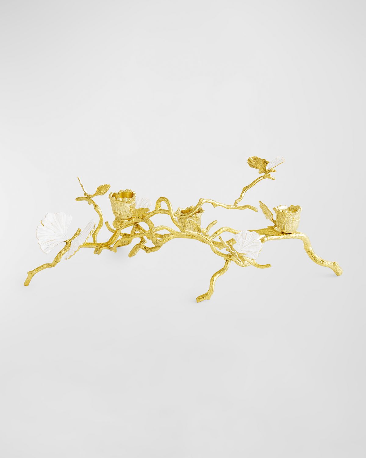 Michael Aram Butterfly Ginkgo White & Gold Low Candleholders