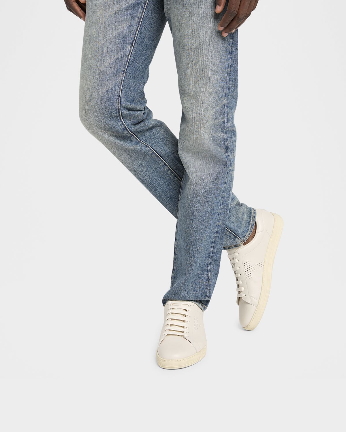 TOM FORD Men 's Warwick Grained Leather Sneakers