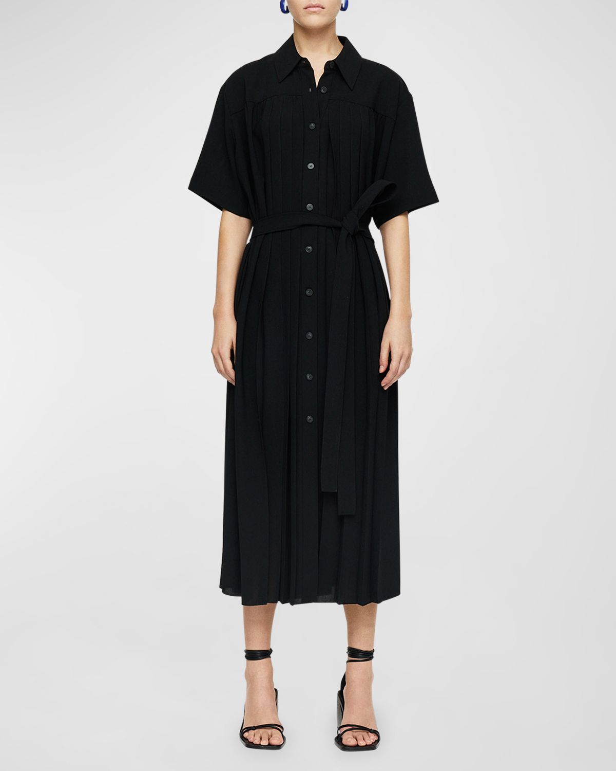 Joseph Arcade Pleated A-Line Midi Shirtdress