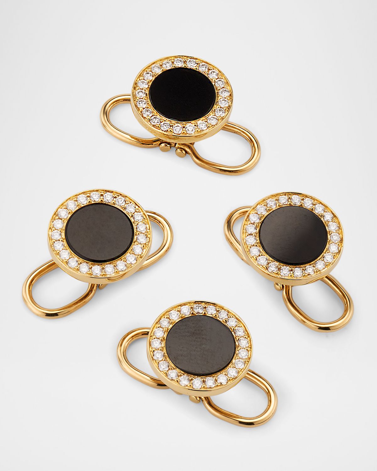 Jan Leslie Men 's 18K Rose Gold Mother Of Pearl and Diamond Tuxedo Studs