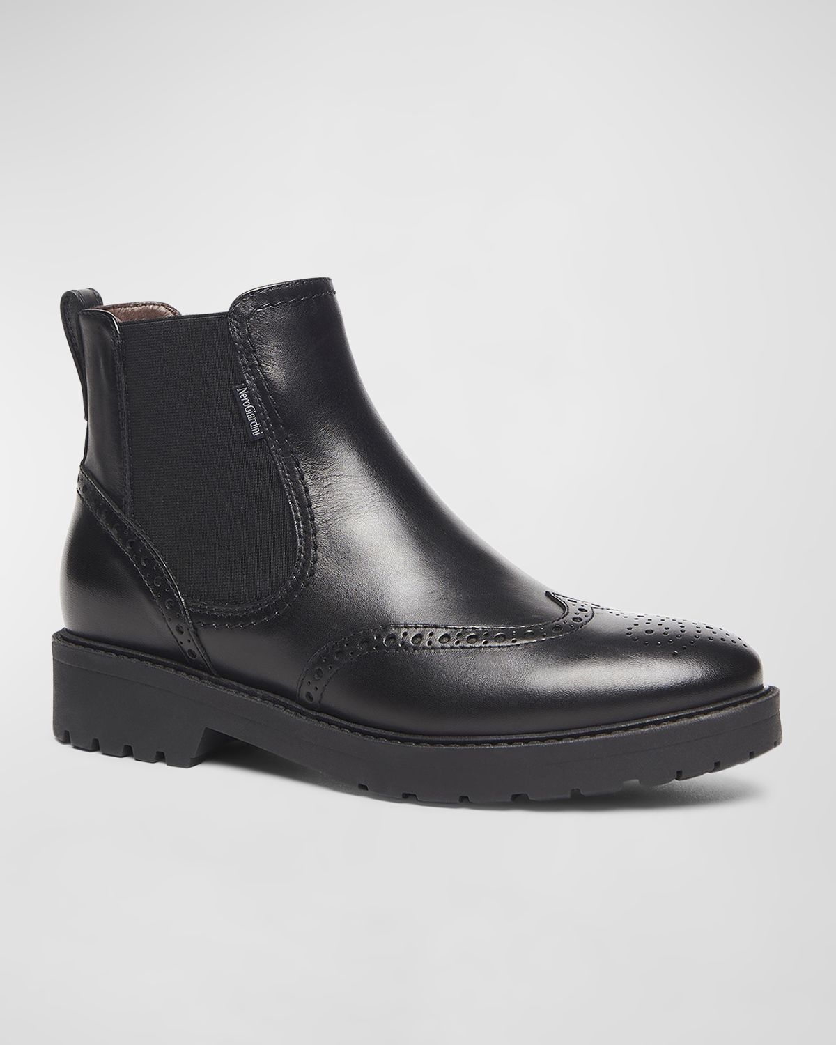 NeroGiardini Brogue Leather Chelsea Ankle Booties
