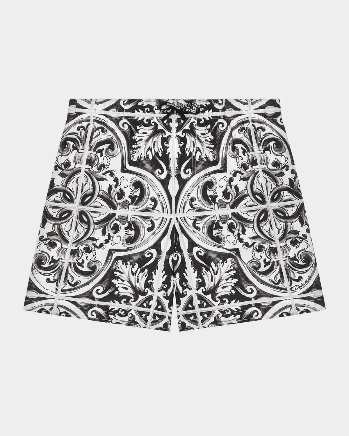 Dolce & Gabbana Boy 's Majolica-Print Swim Trunks, Size 4-
