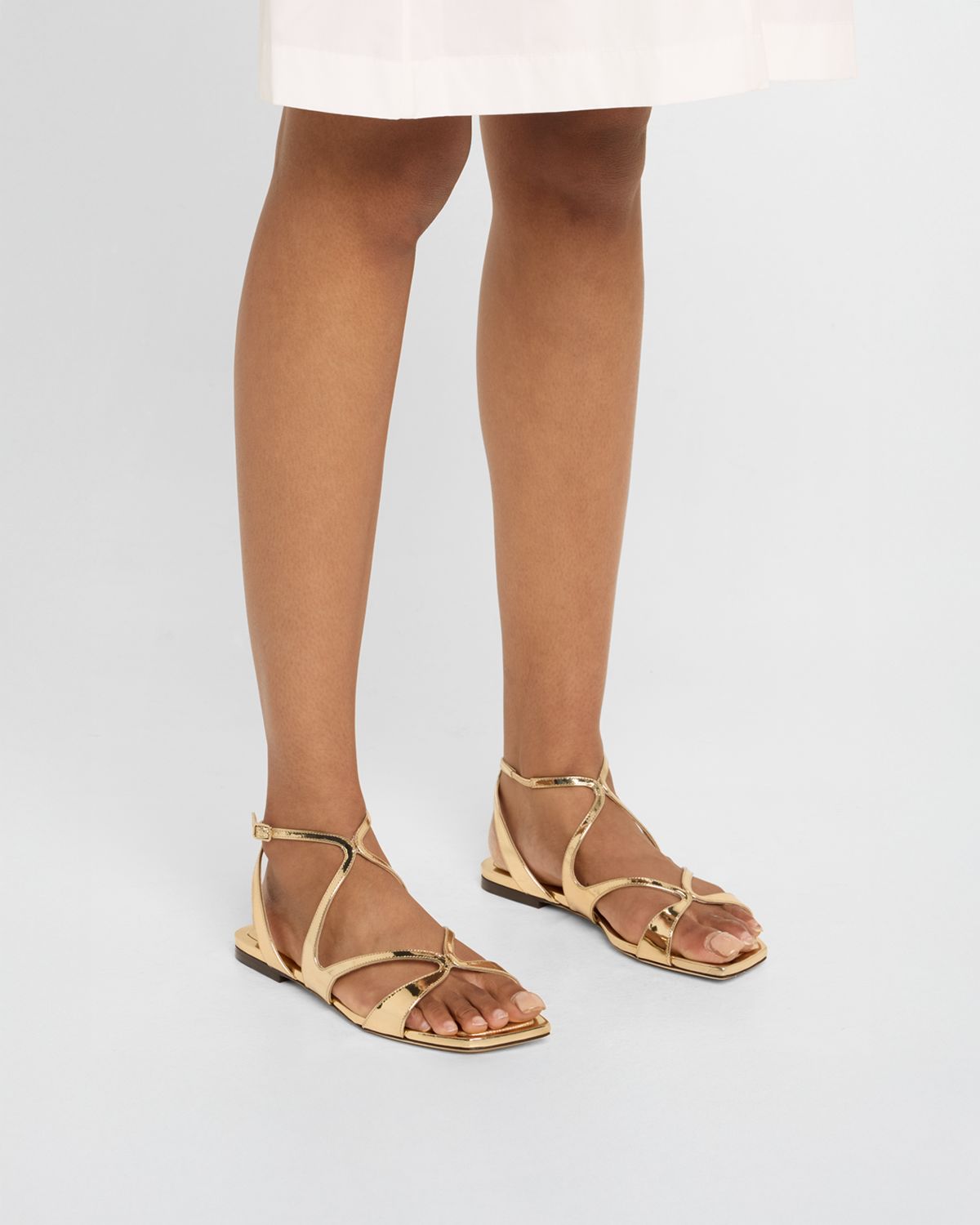 Jimmy Choo Ayla Metallic Leather Ankle-Strap Sandals