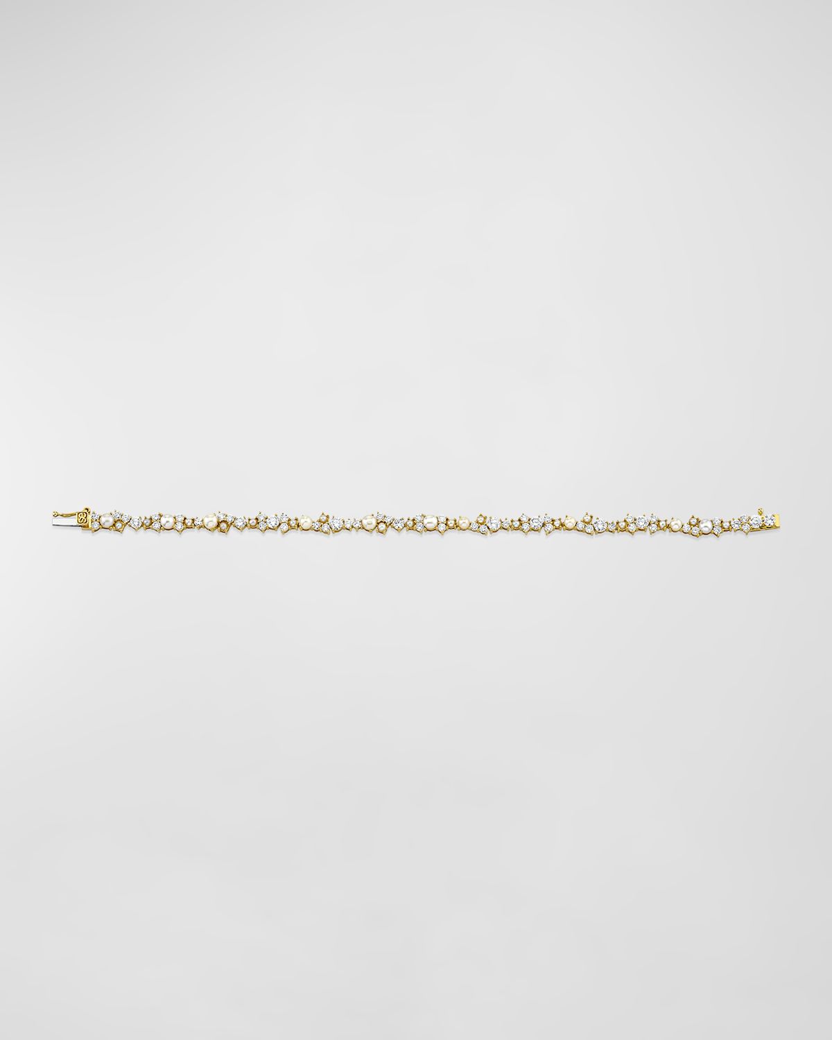Sydney Evan 14K Gold, Diamond and Pearl Cocktail Tennis Bracelet
