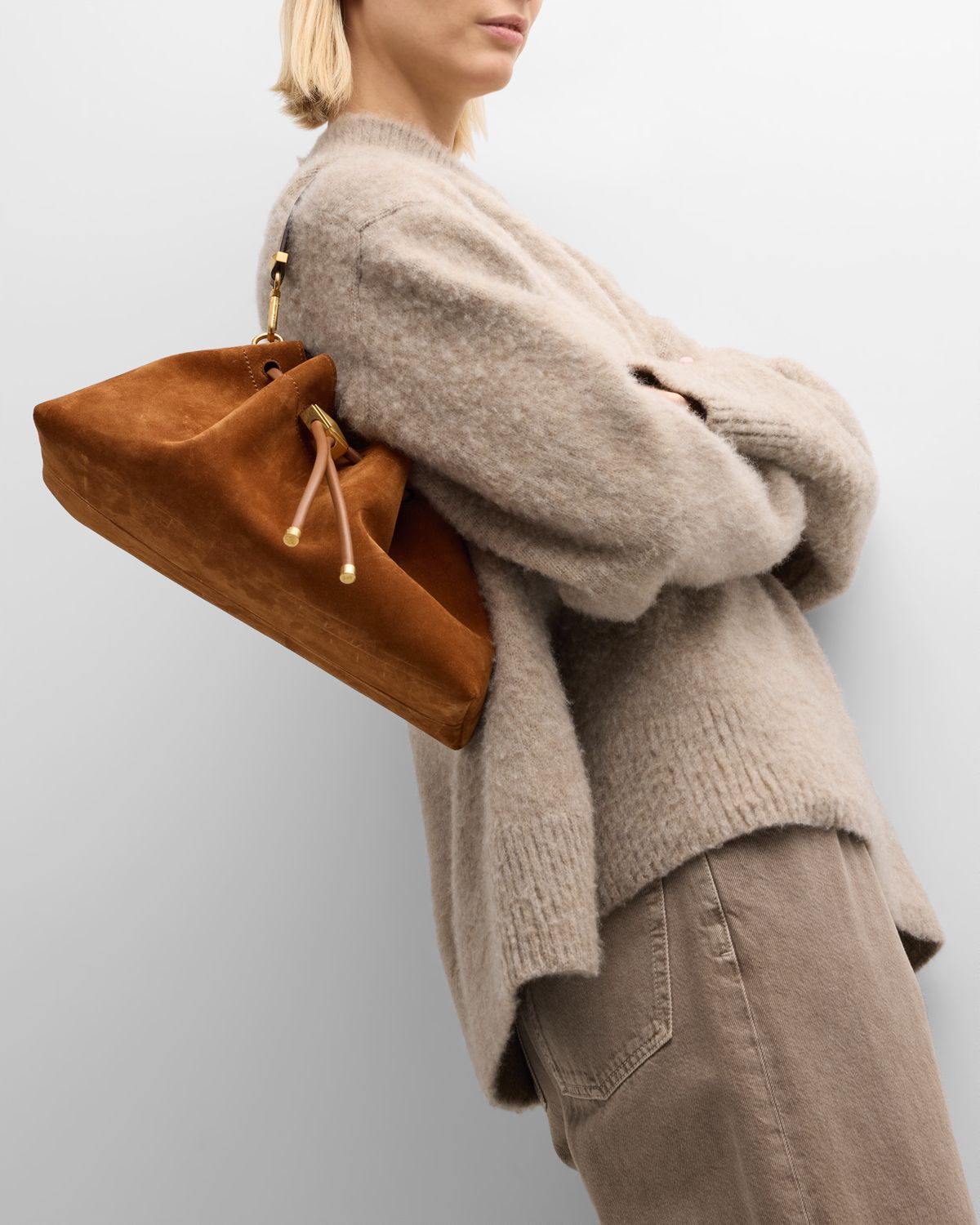 Jimmy Choo The Cinch Suede Shoulder Bag