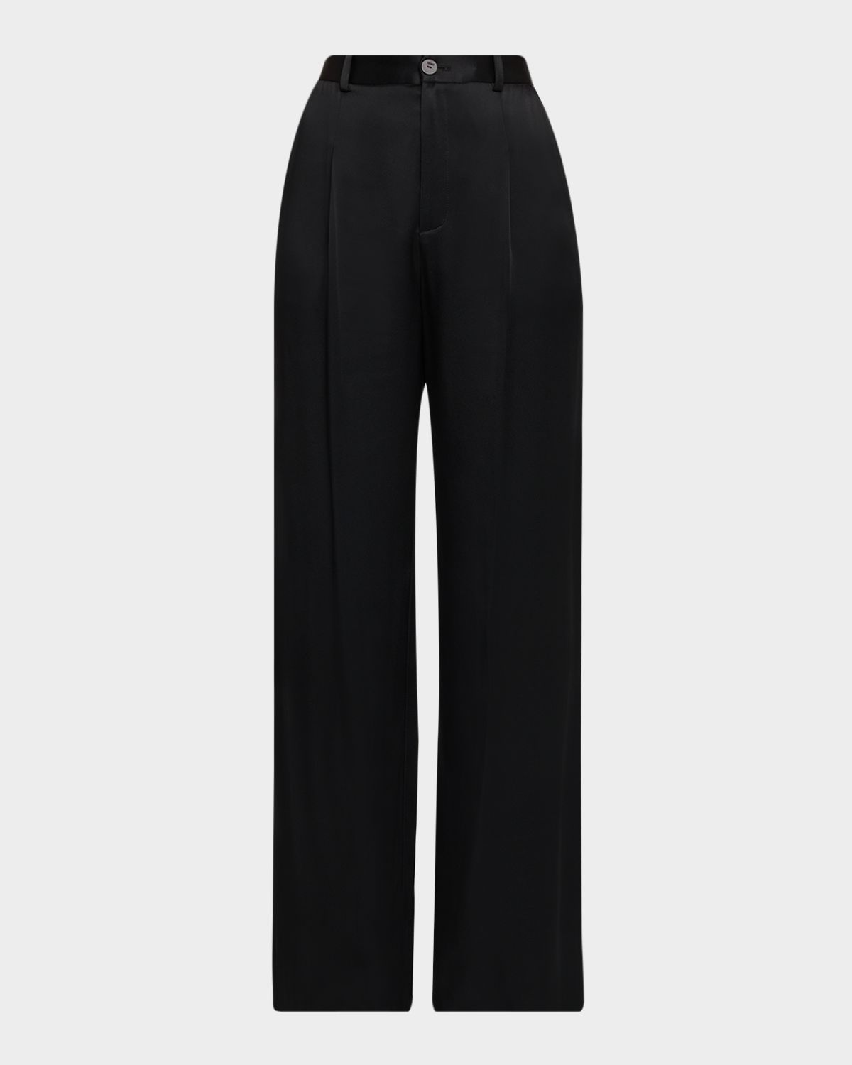 LAPOINTE Mid-Rise Pleated Relaxed Straight-Leg Doubleface Satin Pants