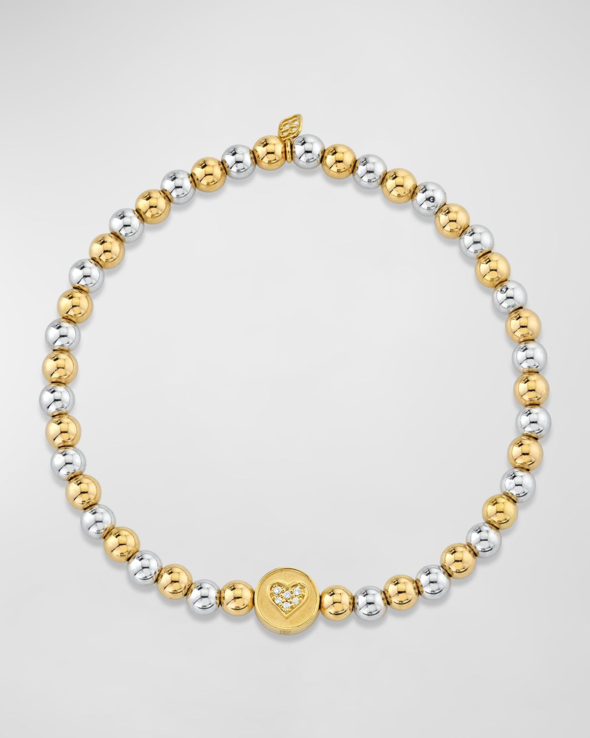 Sydney Evan Peace and Love Bead on Bead 14K Two-Tone Round Bracelet