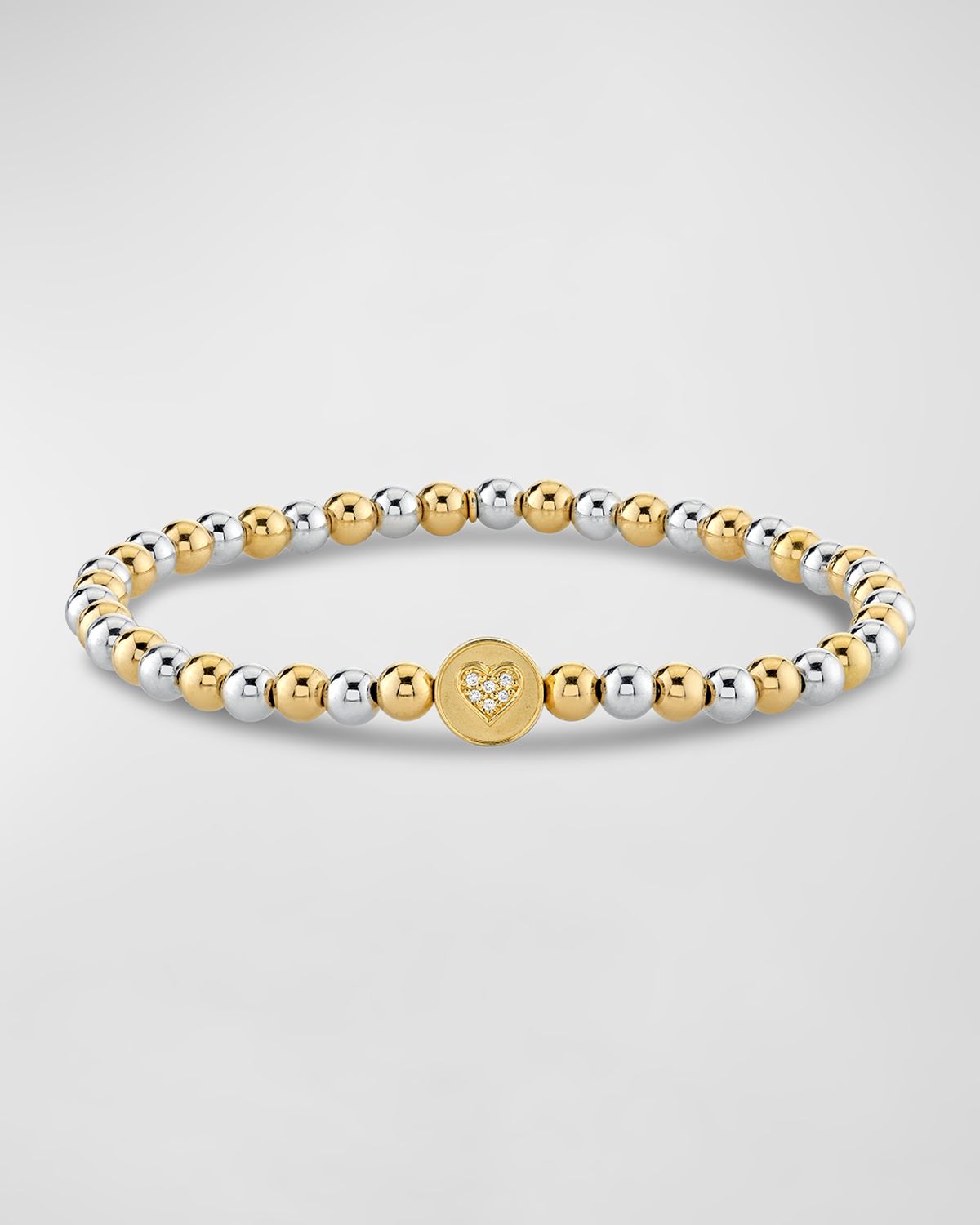Sydney Evan Peace and Love Bead on Bead 14K Two-Tone Round Bracelet