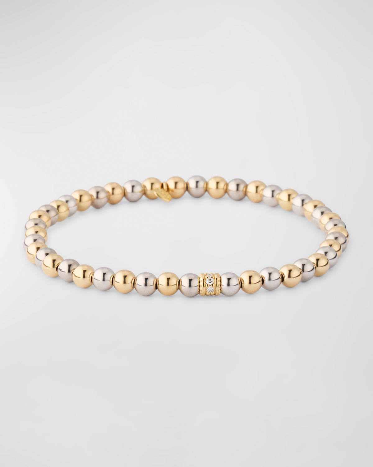 Sydney Evan Diamond Pavé Rondelle on Two-Tone Gold Bead Bracelet