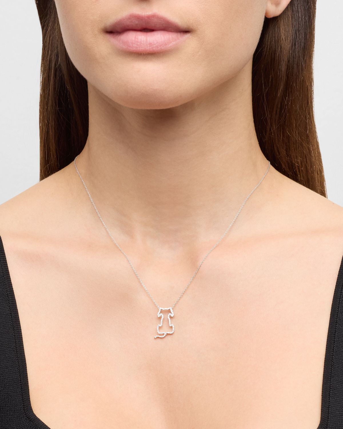 Roberto Coin 18K White Gold Diamond Dog Pendant Necklace