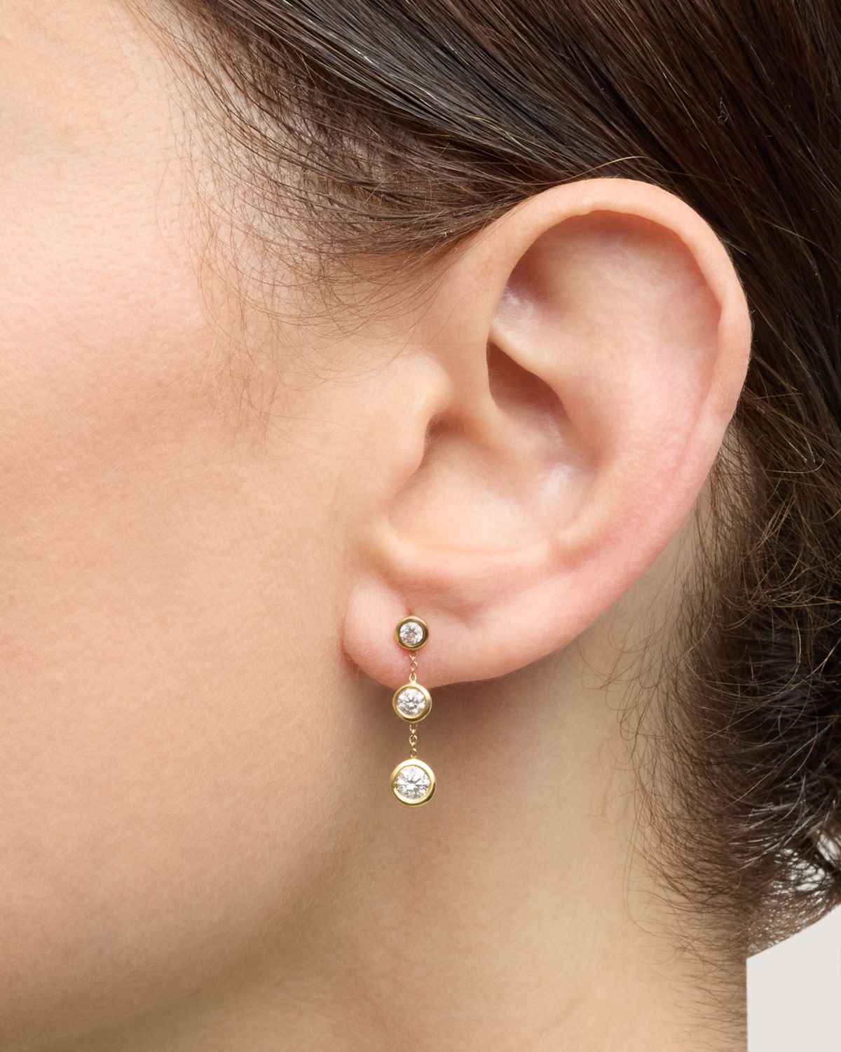 Roberto Coin 18K Yellow Gold Triple Drop Diamond Earrings