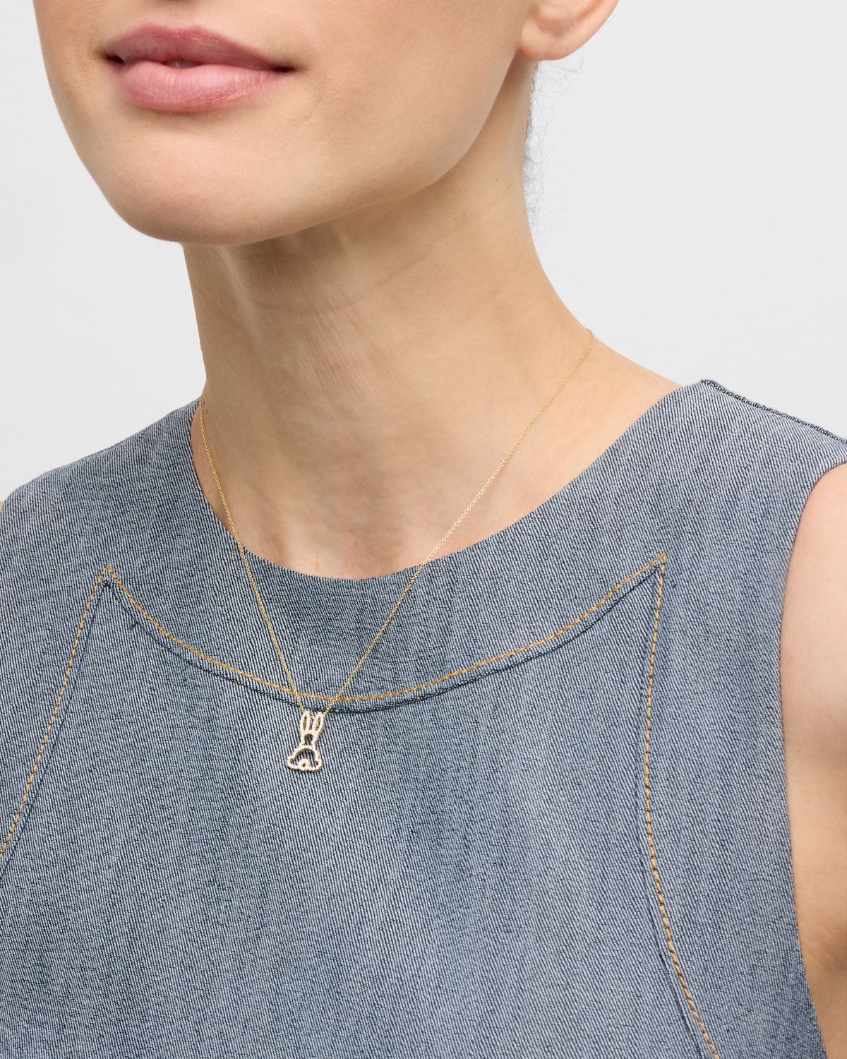 Roberto Coin 18K Yellow Gold Tiny Treasures Diamond Bunny Pendant Necklace
