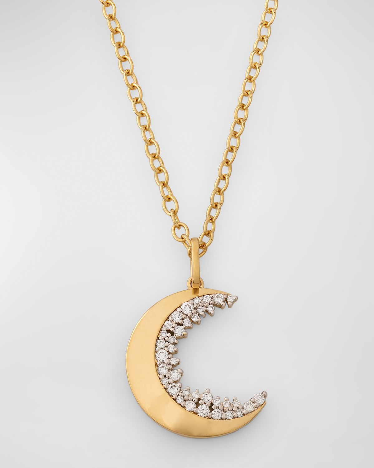 Sydney Evan Cocktail Crescent Moon Charm Necklace with Diamonds