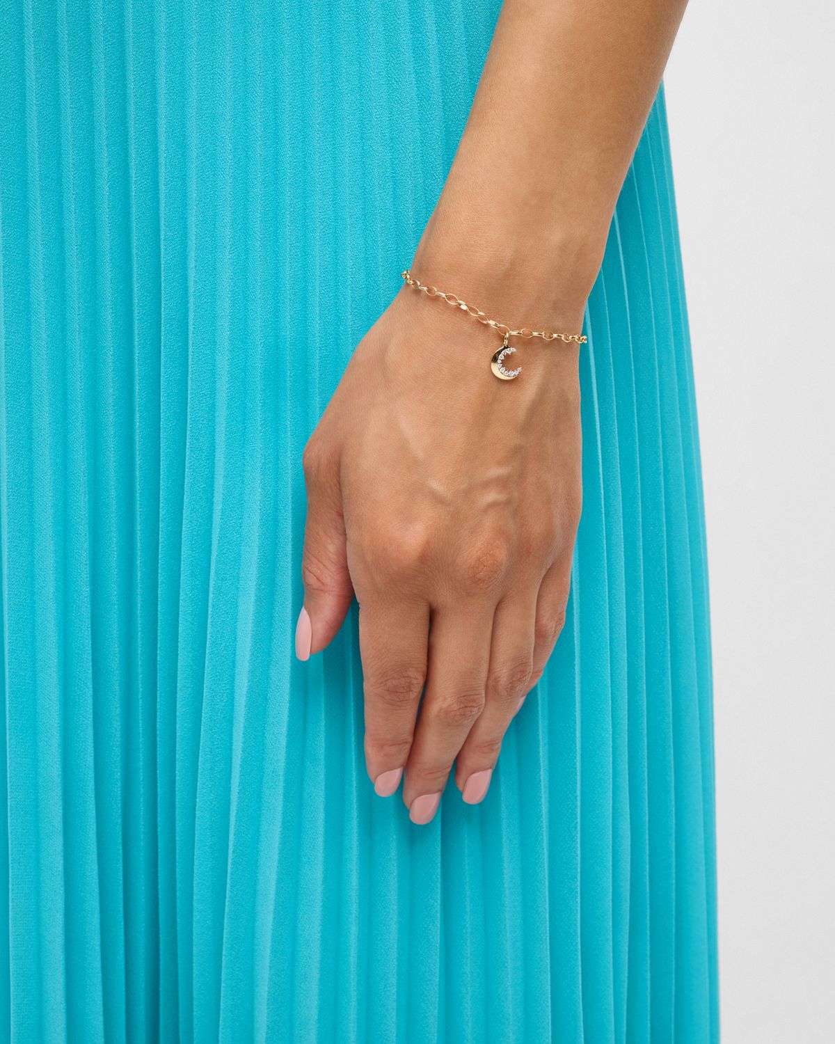 Sydney Evan Small Cocktail Crescent Moon Charm Bracelet