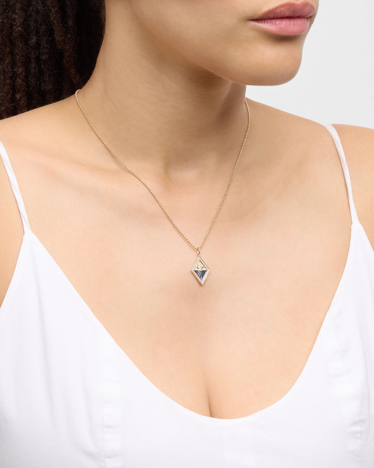 Sydney Evan Enamel and Diamond Sundial Medallion Charm Necklace