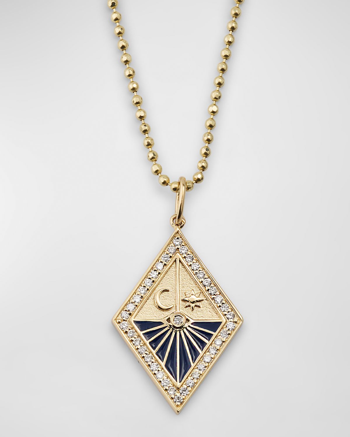 Sydney Evan Enamel and Diamond Sundial Medallion Charm Necklace