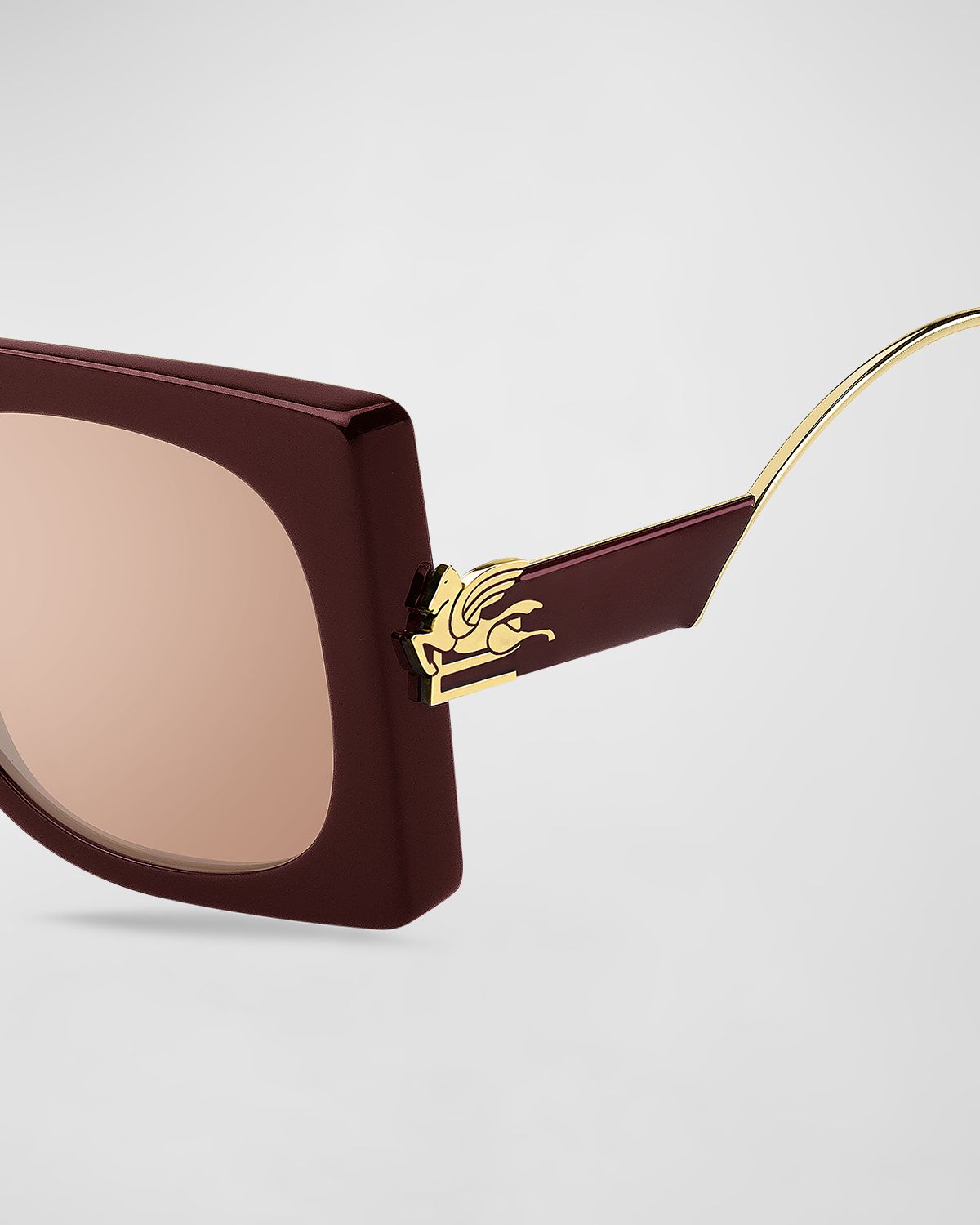 Etro Logo Mixed-Media Square Sunglasses