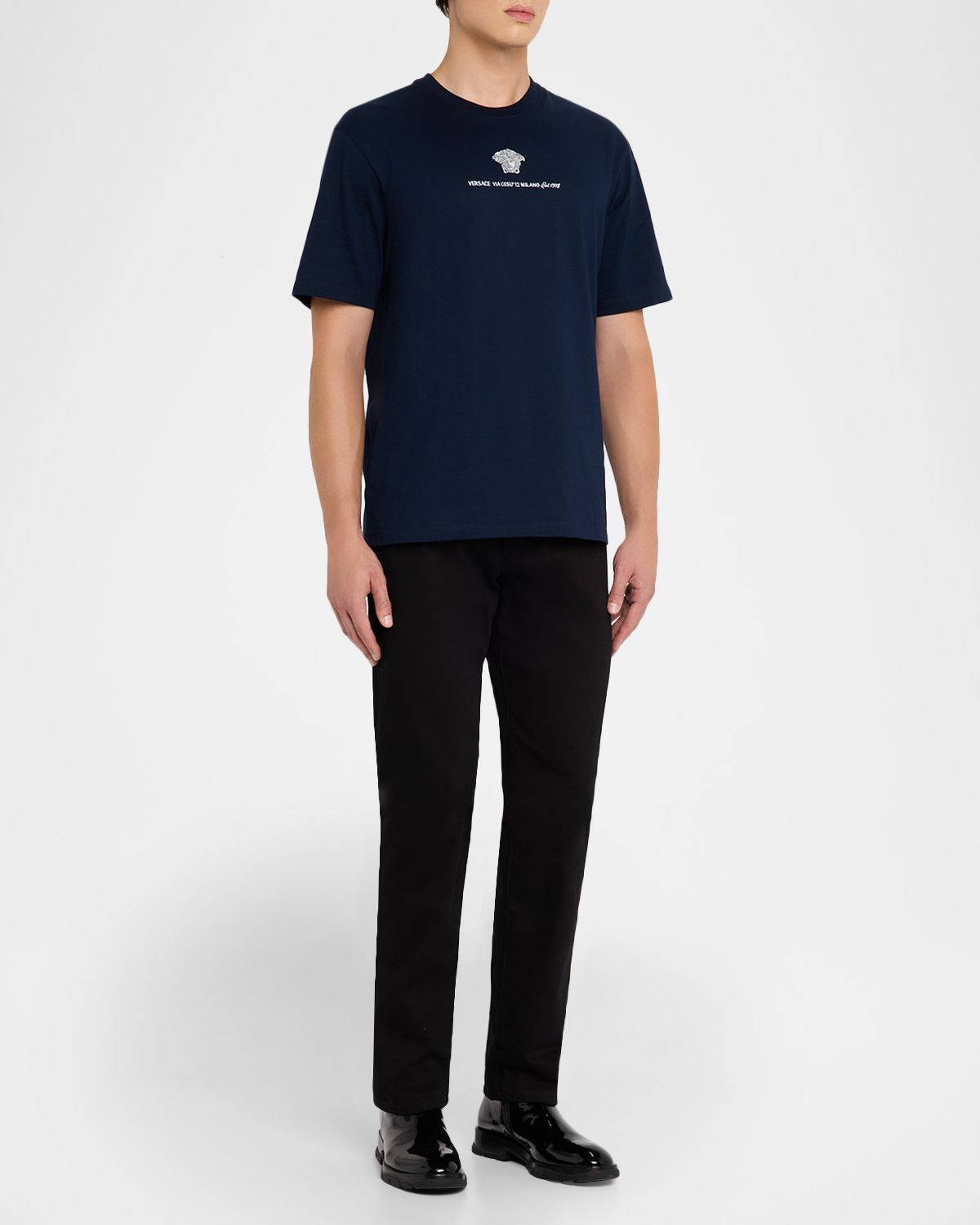 Versace Men 's Medusa Embroidered T-Shirt