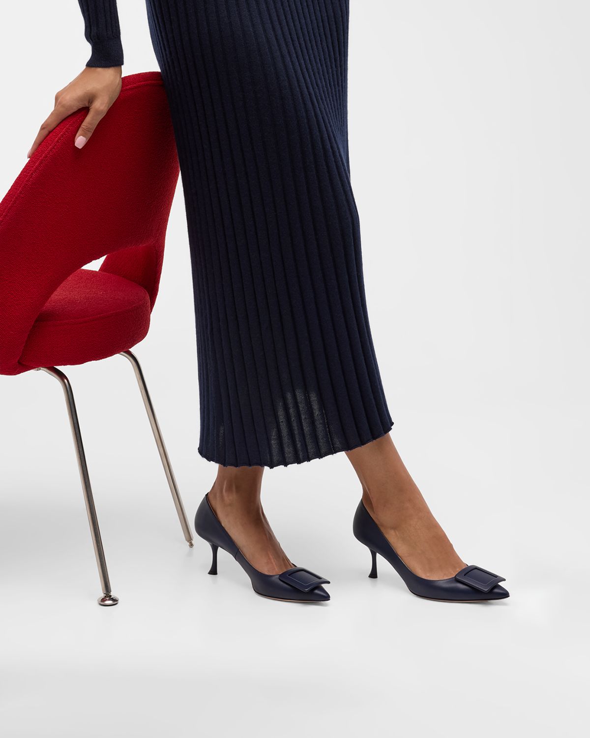 Roger Vivier Viv In The City Leather Buckle Pumps