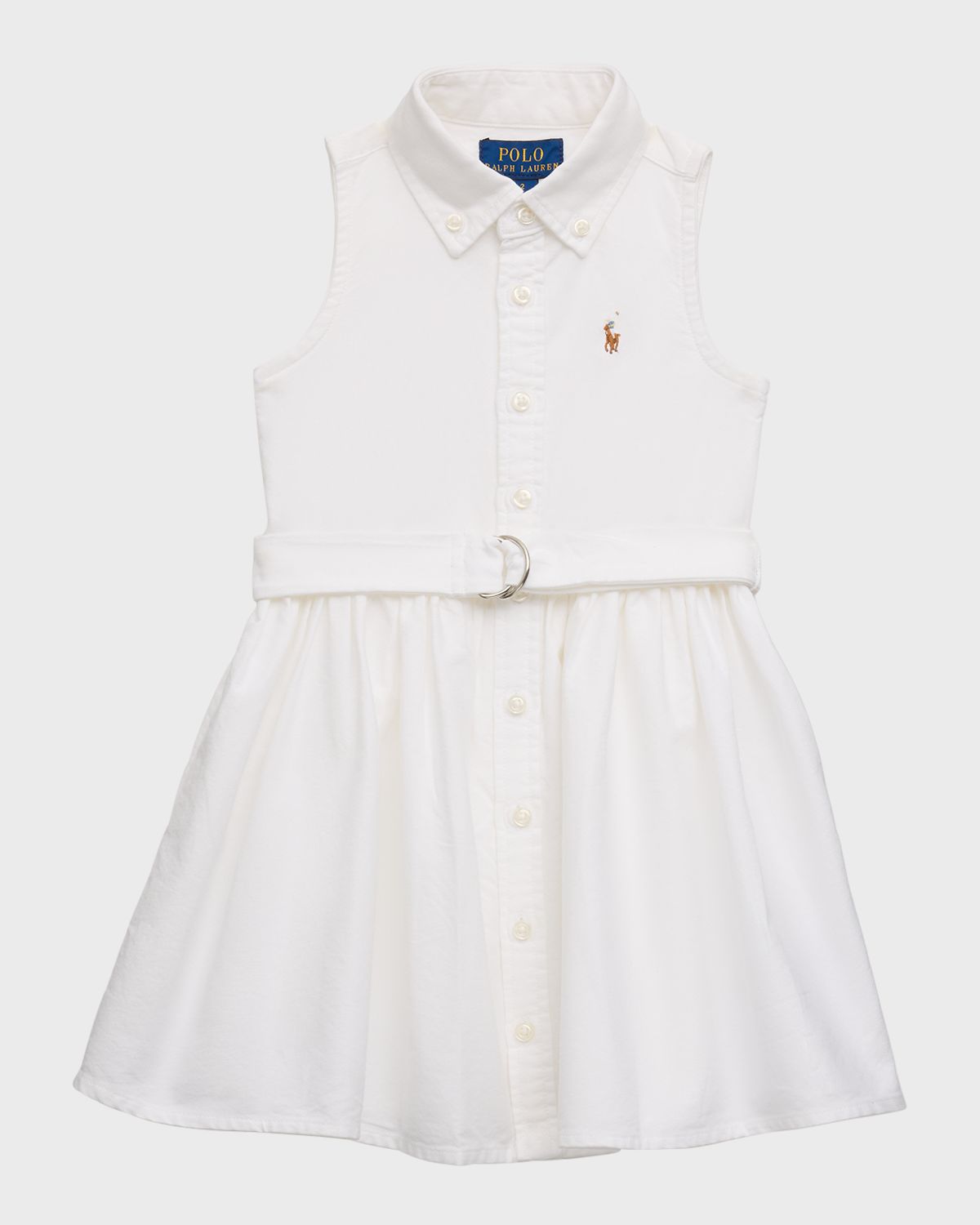 Polo Ralph Lauren Girl 's Classic Oxford Belted Dress W/ Bloomers, Size 2-6X - Women's Clothing
