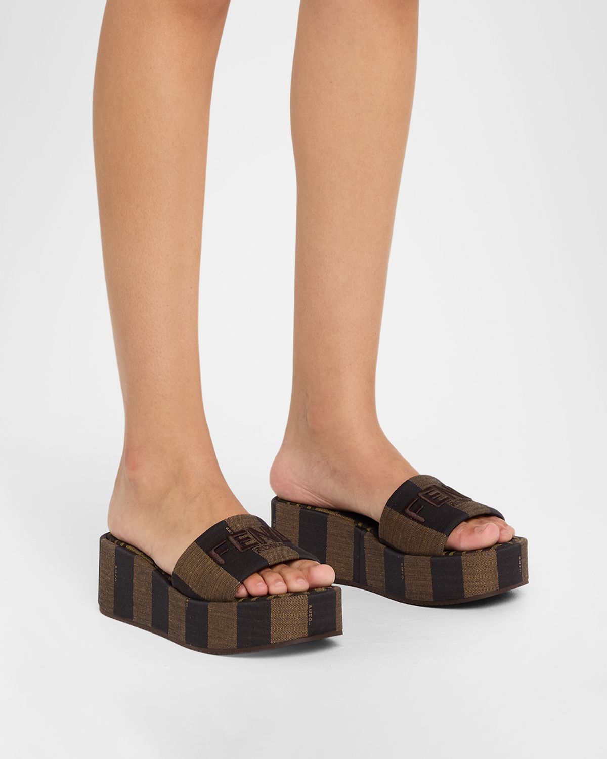 Fendi Sunshine Pequin Striped Platform Sandals