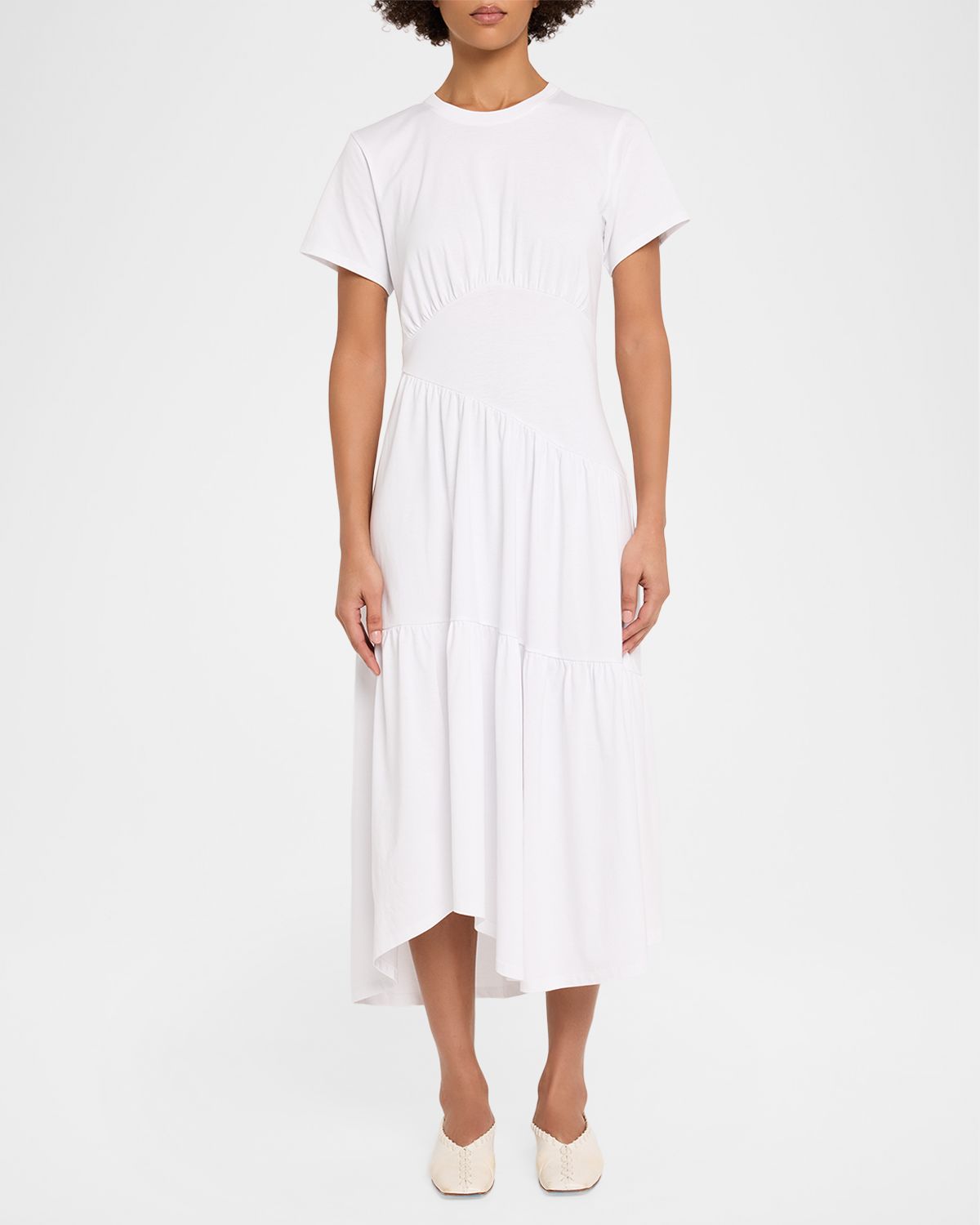 FRAME Short-Sleeve Gathered Maxi Dress | Thumbnail 8