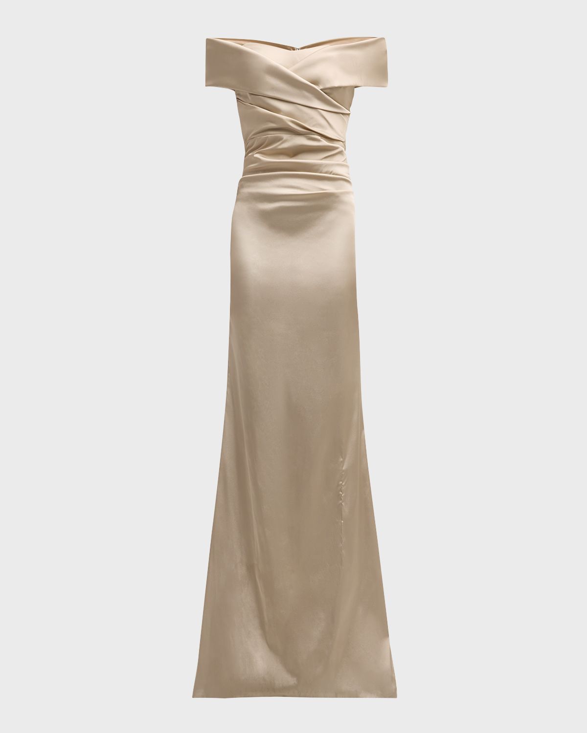 Rickie Freeman for Teri Jon Pleated Off-Shoulder Satin Column Gown | Thumbnail 8 Rickie Freeman for Teri Jon Pleated Off-Shoulder Satin Column Gown | Thumbnail 8
